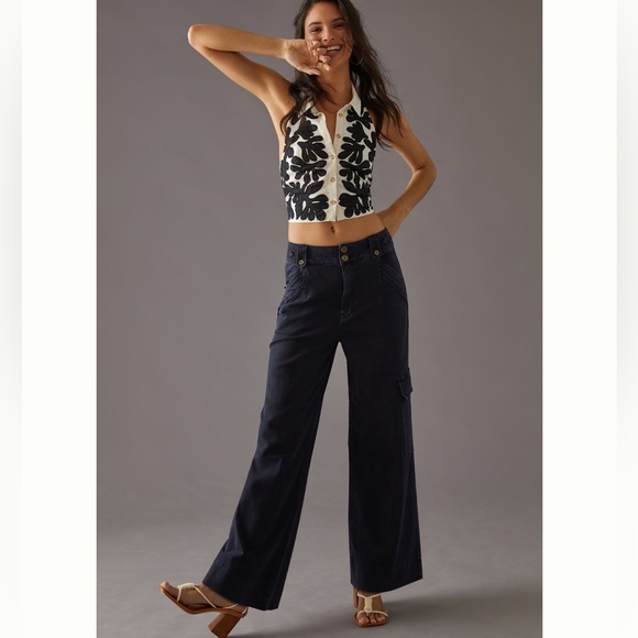 Anthropologie Pilcro wide leg cargo NEW w/ tag!! Navy - Picture 1 of 4